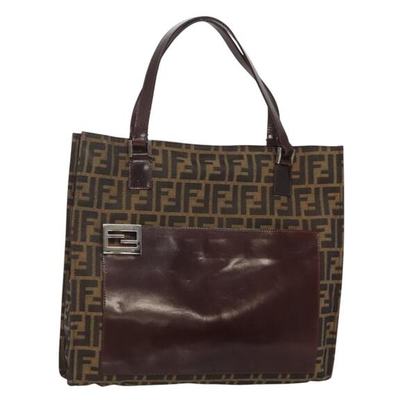FENDI Zucca Canvas Tote Bag Brown Black - Picture 1 of 12
